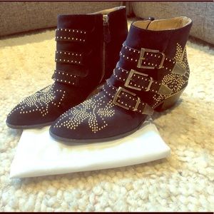 Chloe blue suede ankle boots